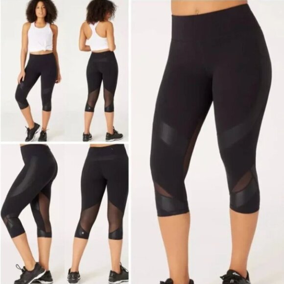 Sweaty Betty Power Crop Shiny Mesh Panel Leggings Black Size Small - Picture 1 of 8